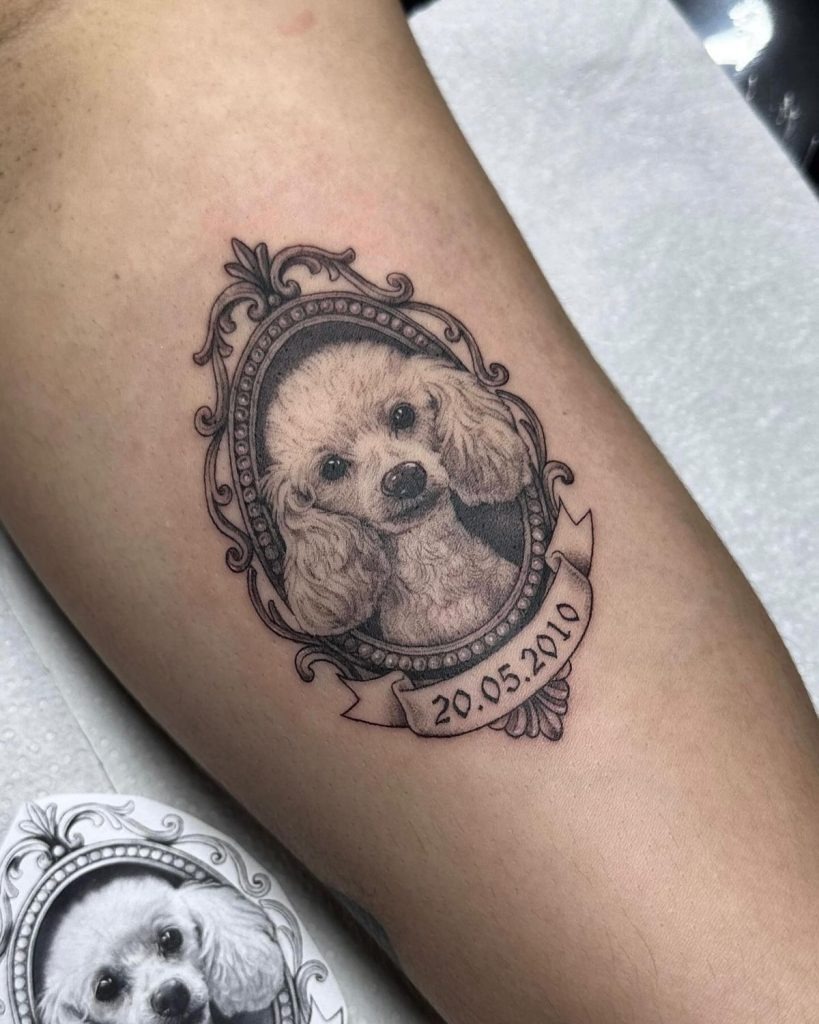 Vintage Frame Dog Cameo Tattoo Tattoo Design