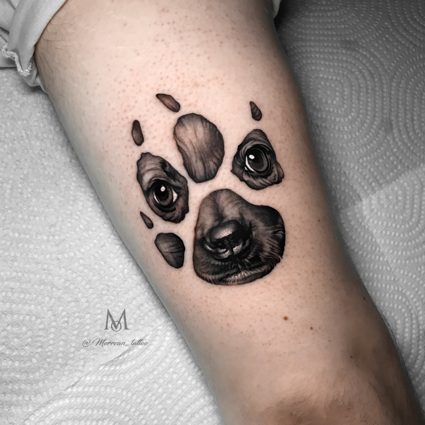 Dog Face Hidden Inside Paw Tattoo Tattoo Design
