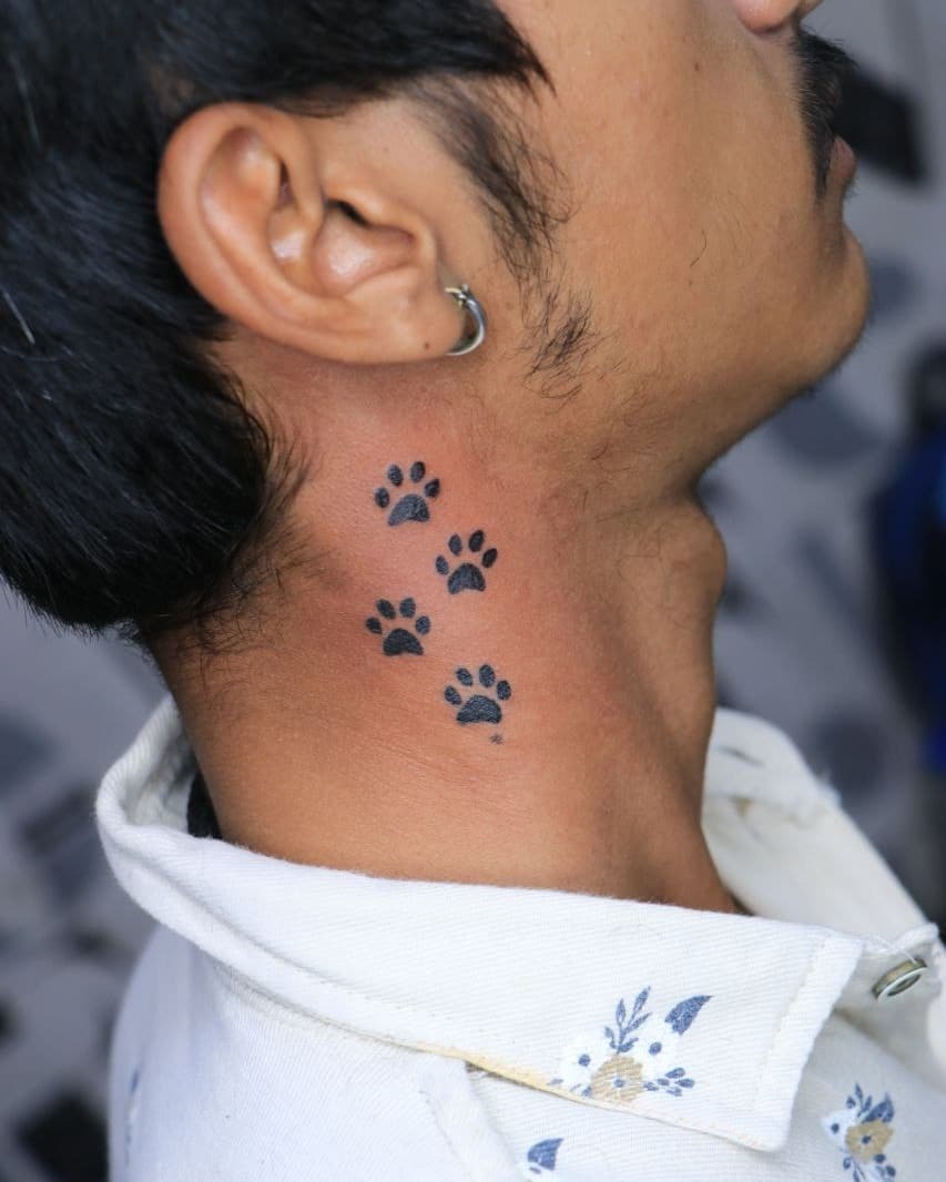 Neck Dog Paw Trail Tattoo Tattoo Design