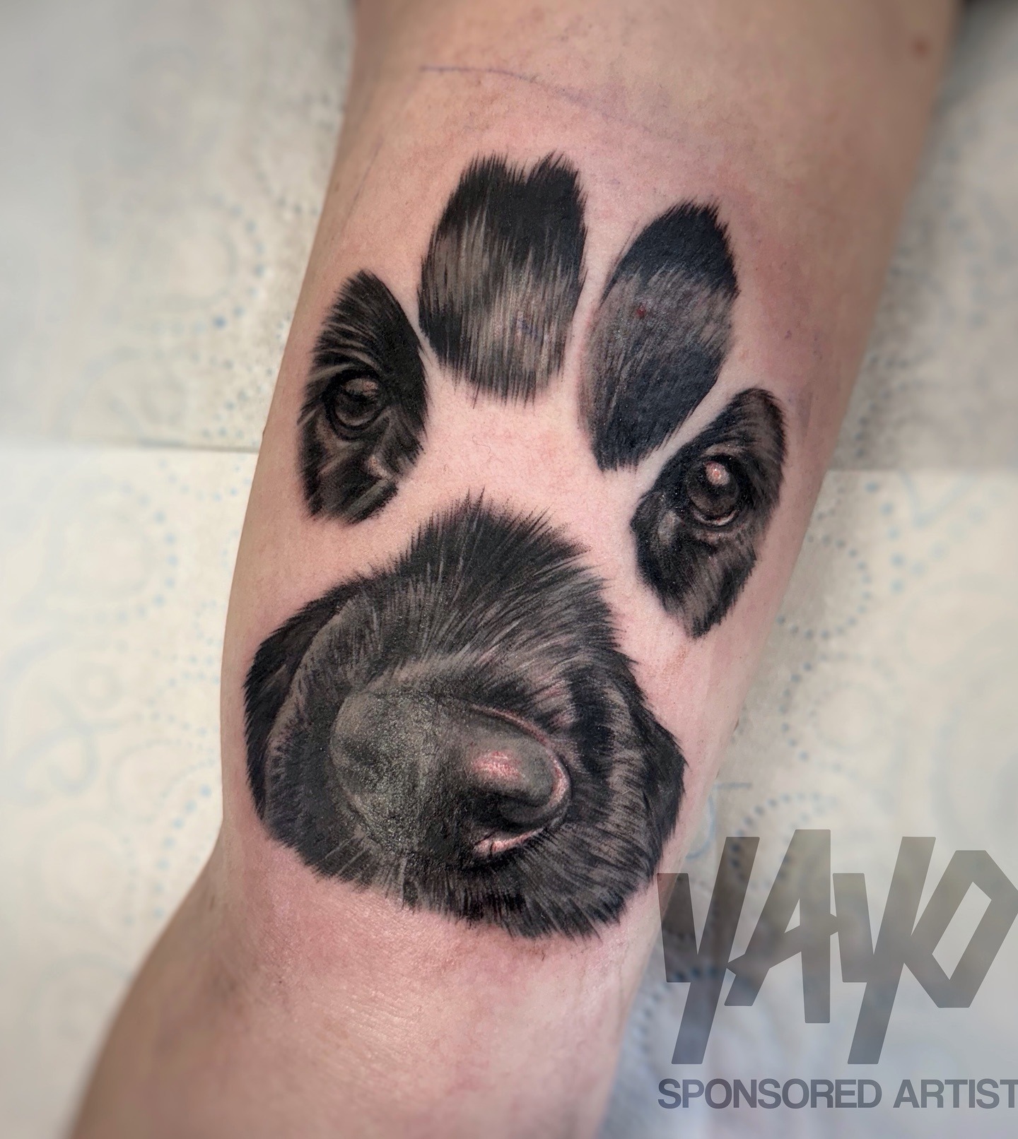 Realistic Dog Face Paw Tattoo Tattoo Design