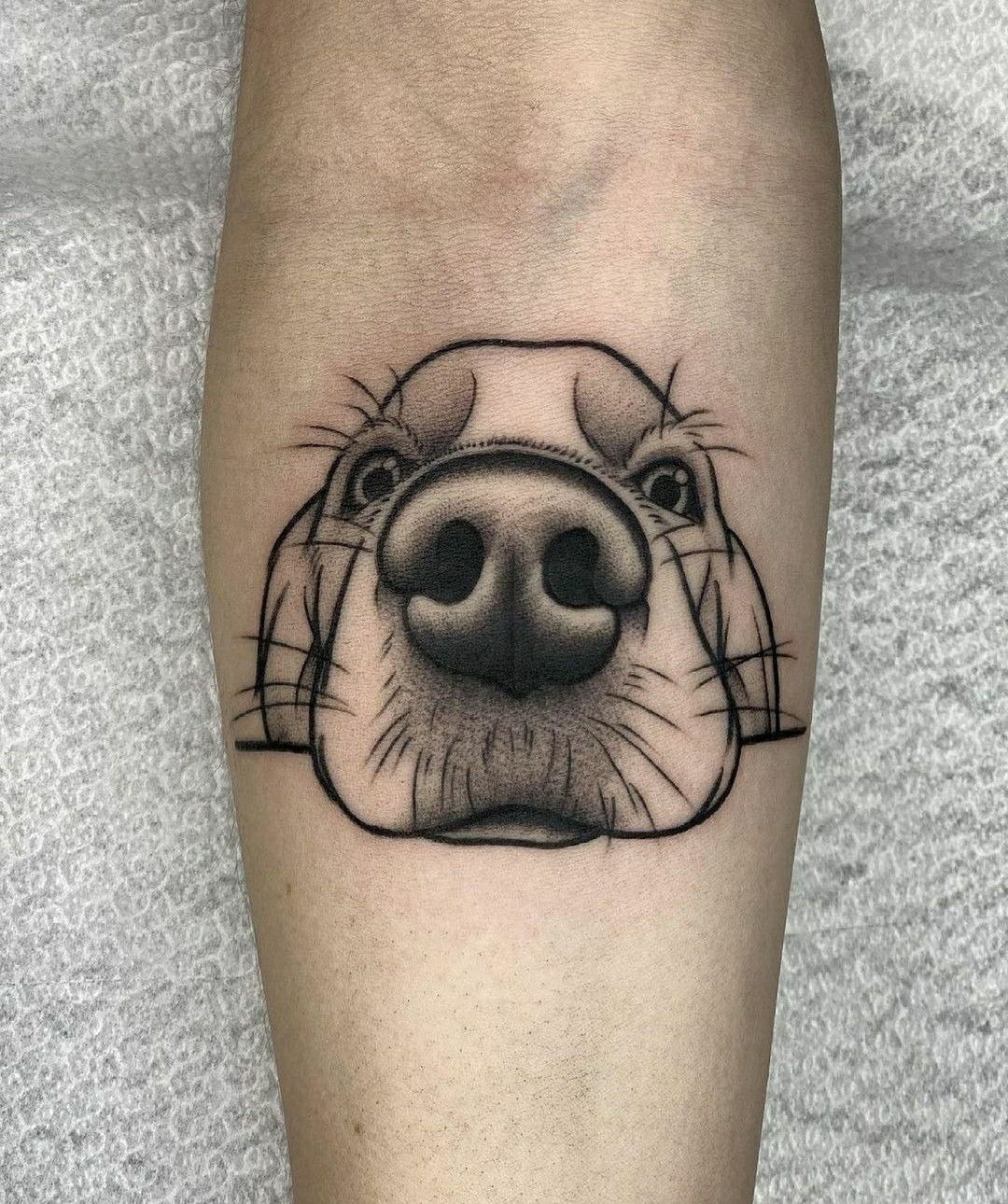 Cartoon Dog Nose Close-Up Tattoo Design
