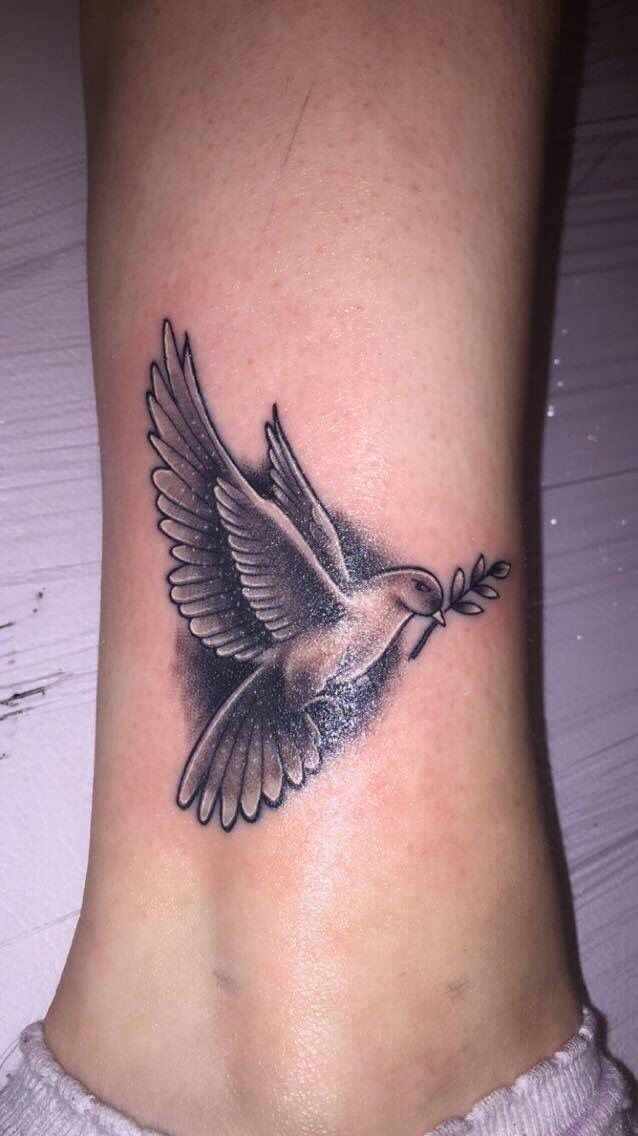 Dove With Olive Branch Ankle Tattoo Tattoo Design