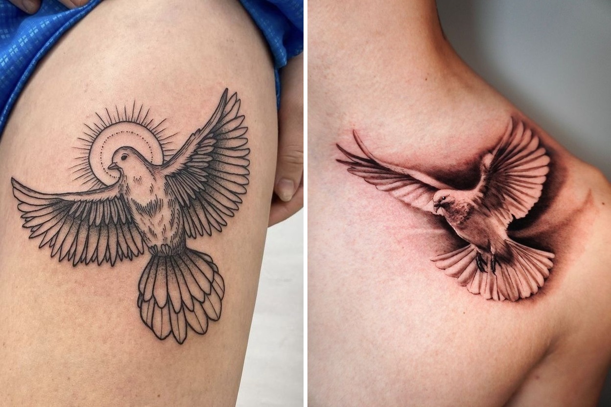 23+ Delicate Dove Tattoo Ideas For Peaceful Stylish and Meaningful Ink Featured Lookbook Collage