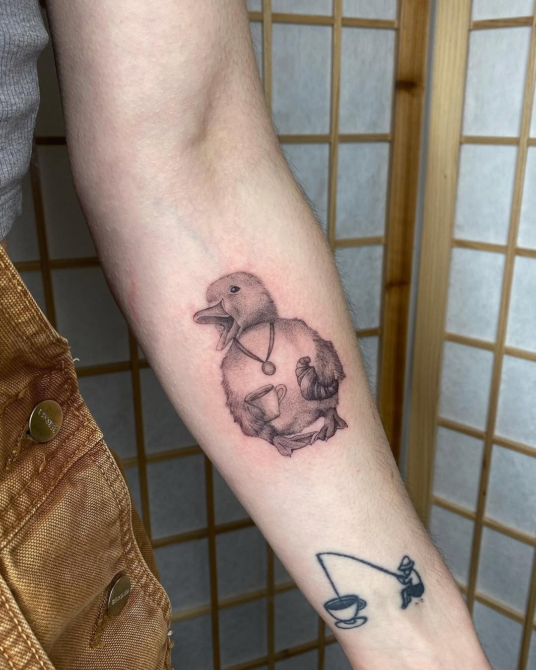 Charming duck tattoo with vintage vibes Tattoo Design