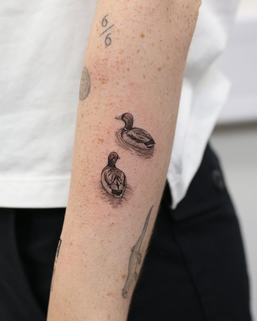 Charming Duck Tattoos in Artistic Watercolor Style Tattoo Design