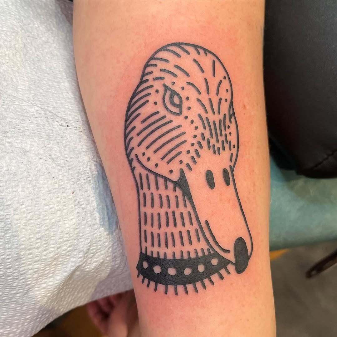 Playful duck tattoo with unique line art style Tattoo Design