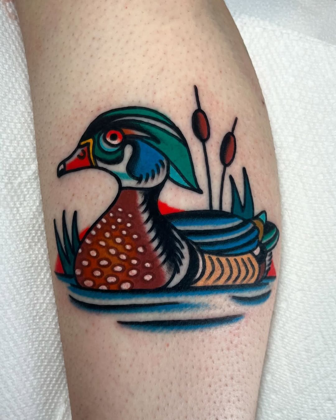 Vibrant Wood Duck Tattoo Design on Skin Tattoo Design