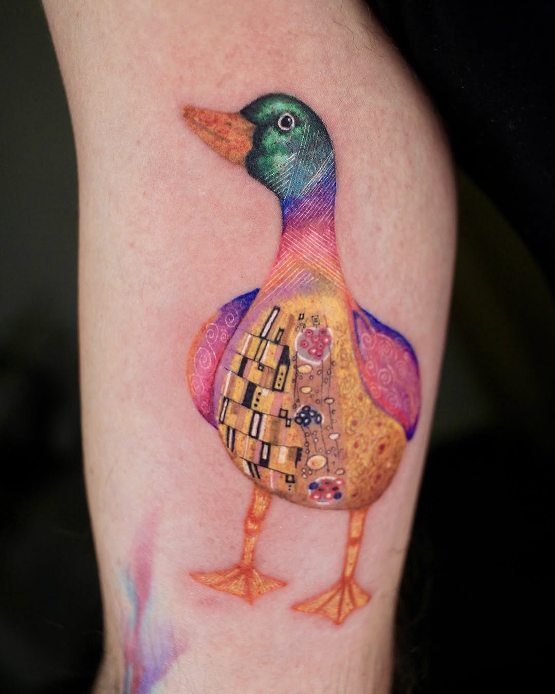 Vivid and Artistic Duck Tattoo Design Tattoo Design