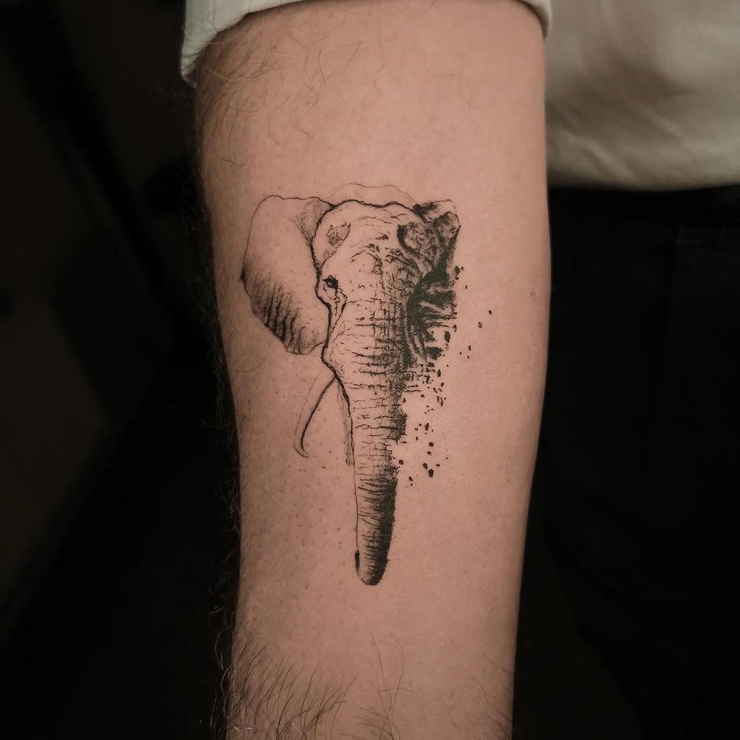 Elegant Minimalist Elephant Head Tattoo Design Tattoo Design