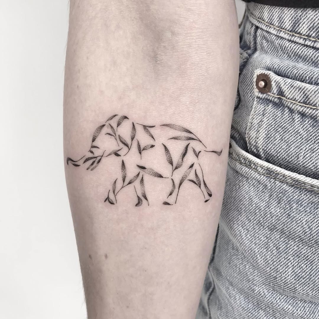 Stylish Minimalist Elephant Ink Design Tattoo Design