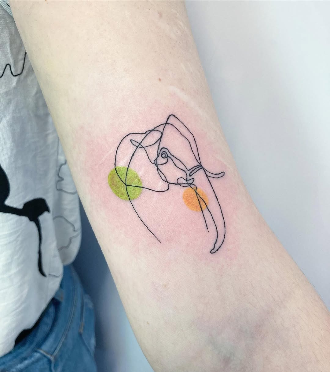 Unique Minimalist Elephant Line Art Tattoo Tattoo Design