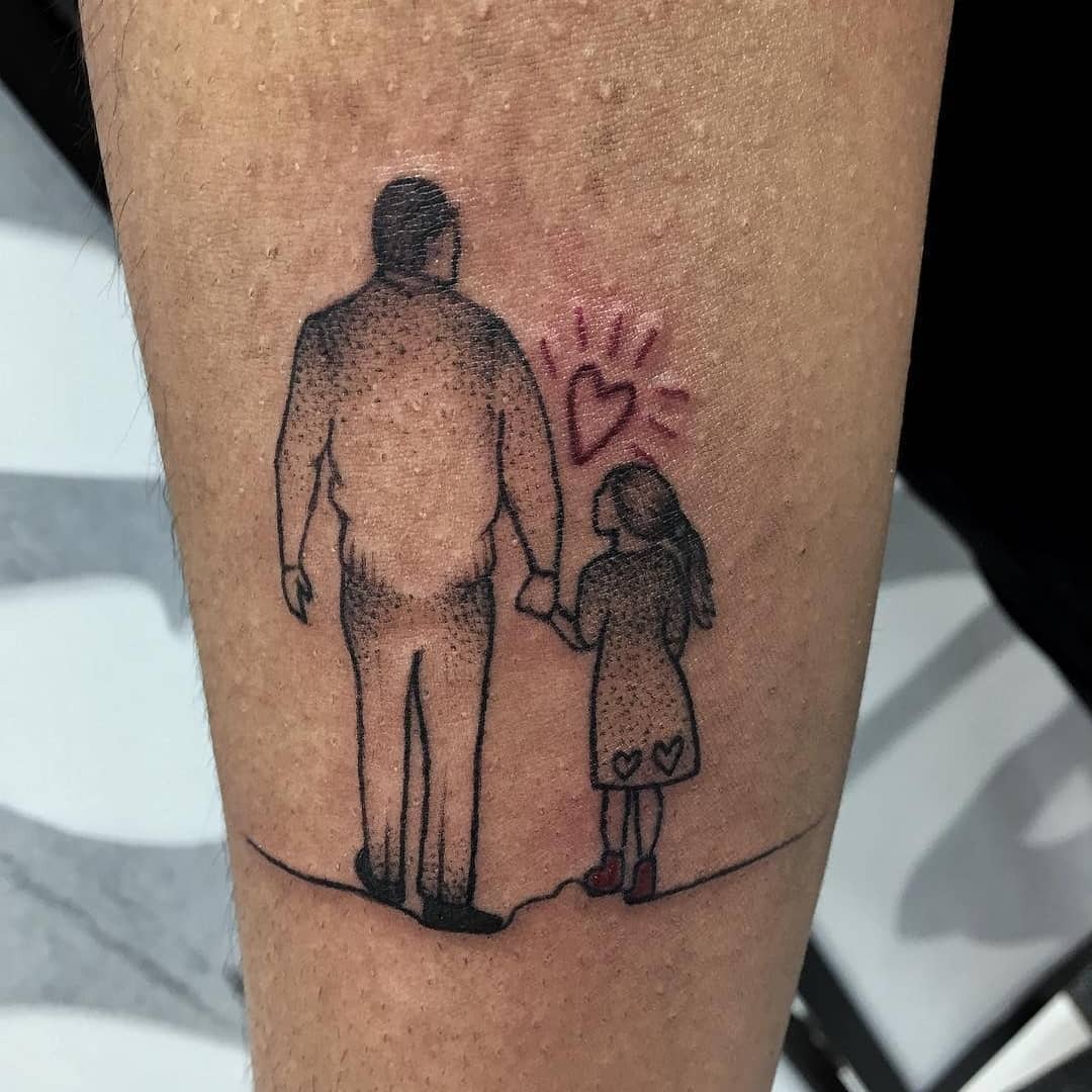 Father and Daughter Holding Hands Tattoo Tattoo Design
