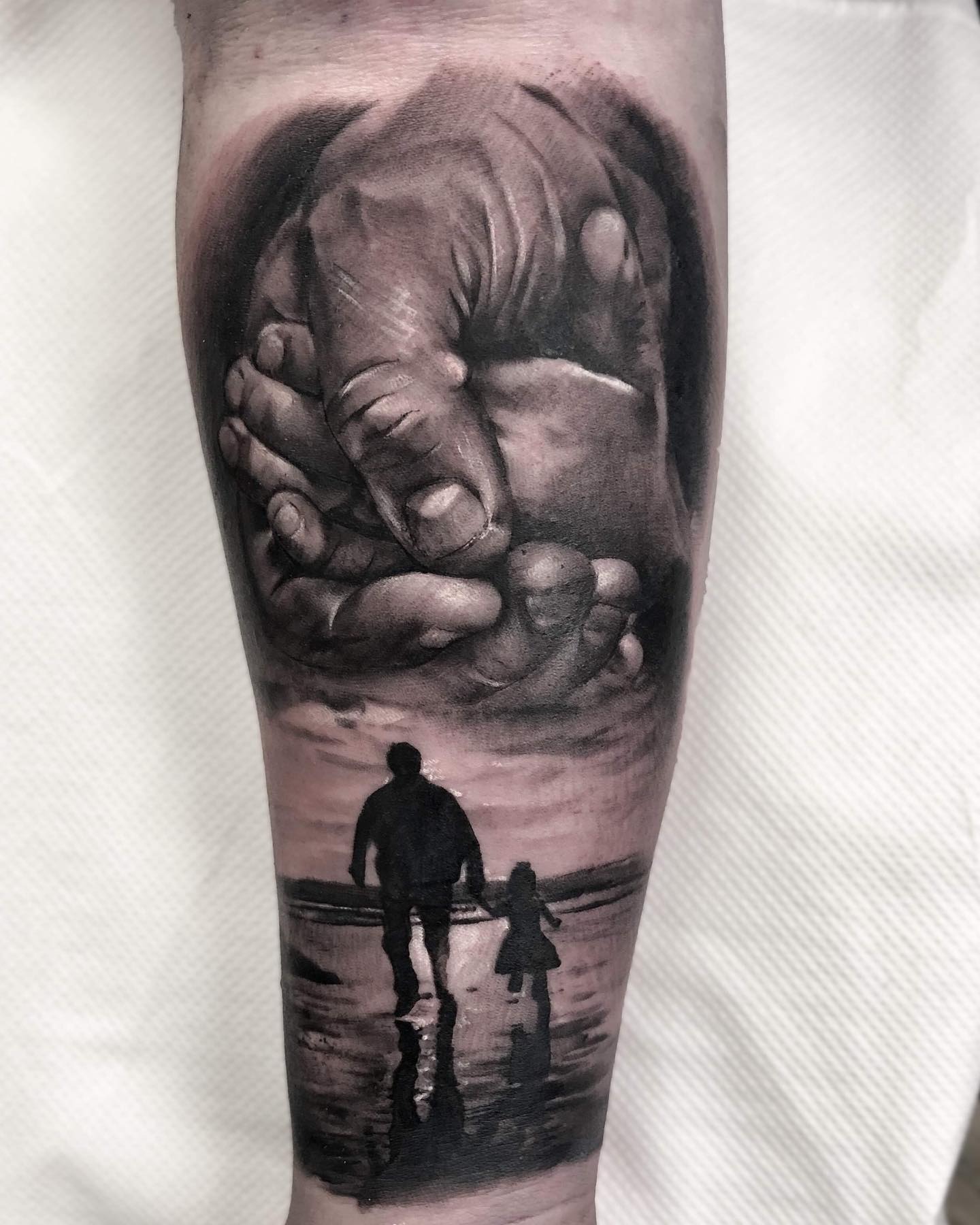 Father and Daughter Protective Hands Tattoo Tattoo Design