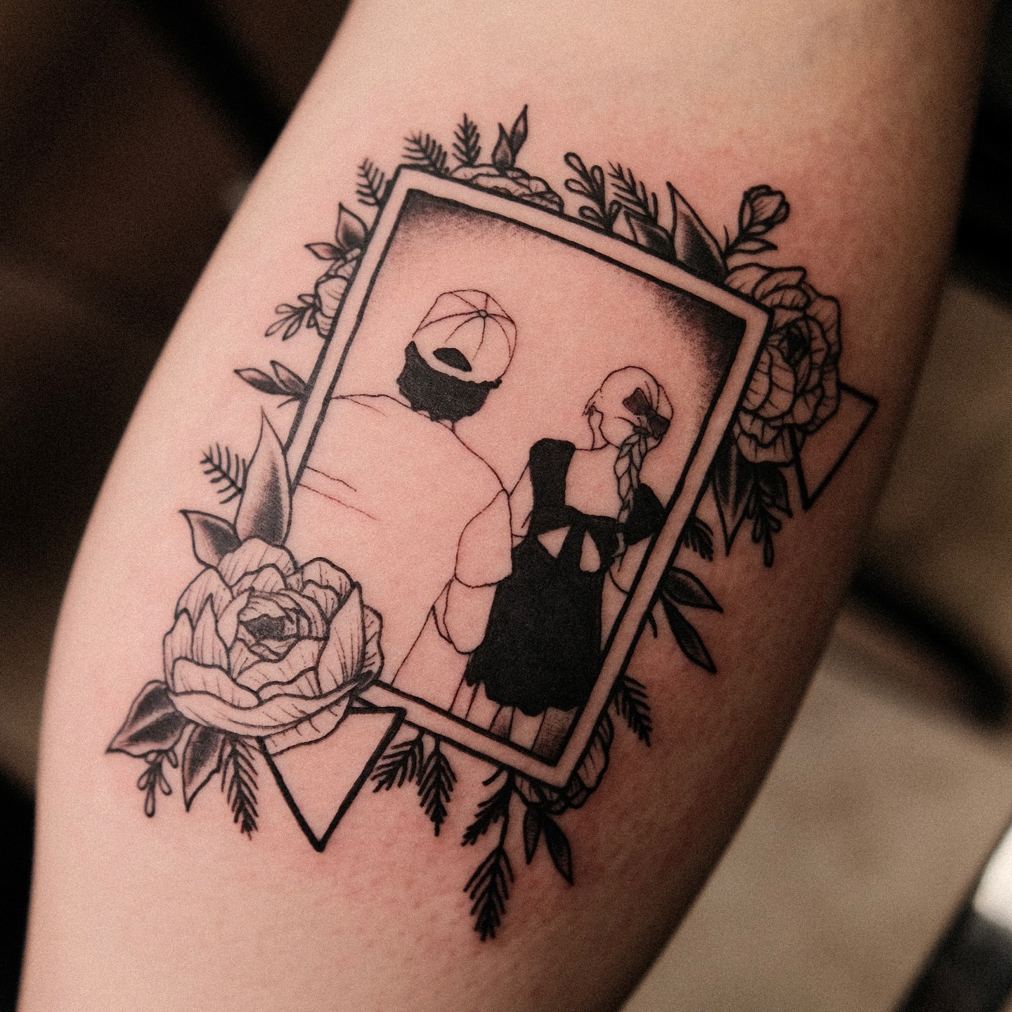 Framed Father and Daughter Portrait Tattoo Tattoo Design