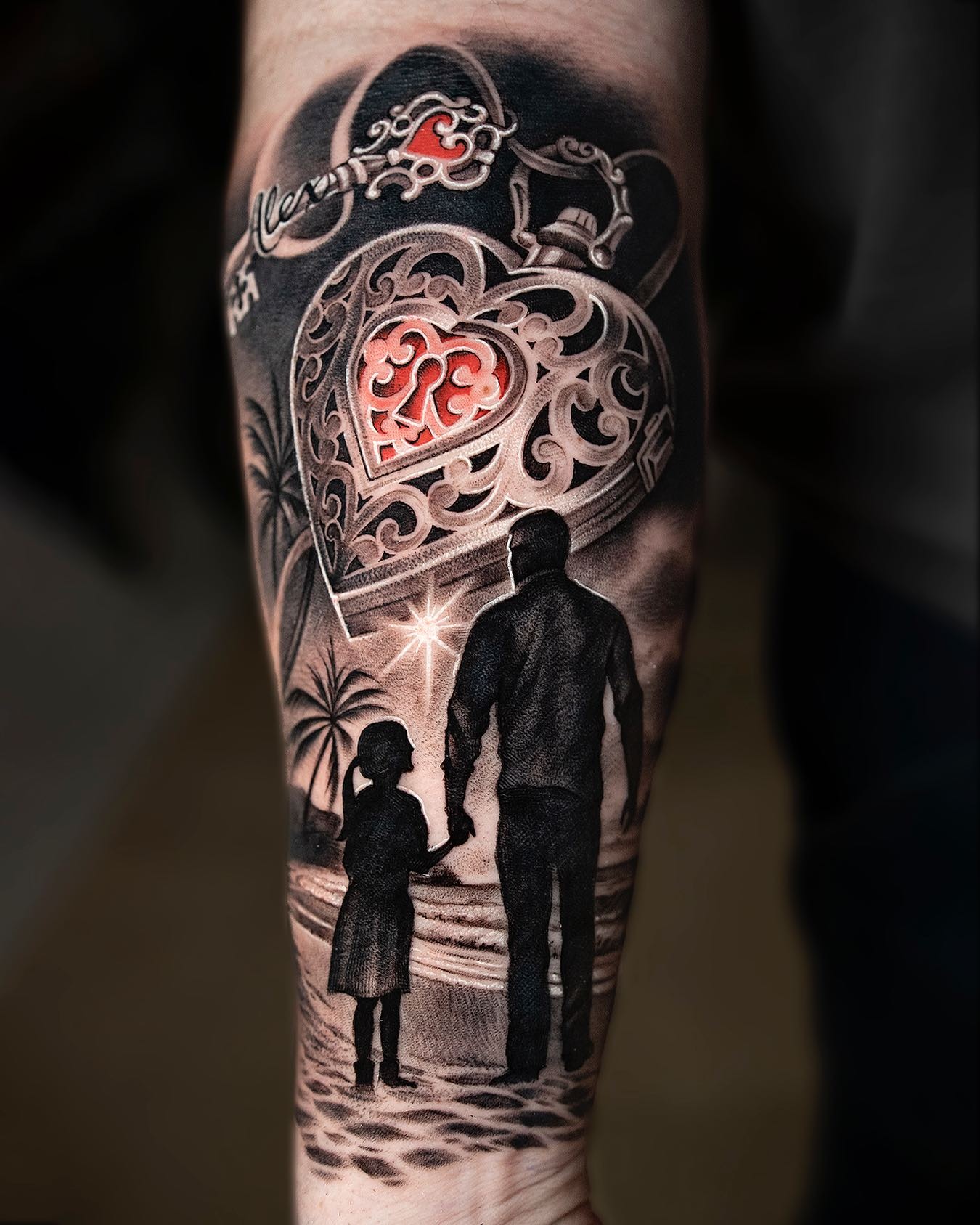 Heart Locket Father and Daughter Tattoo Tattoo Design