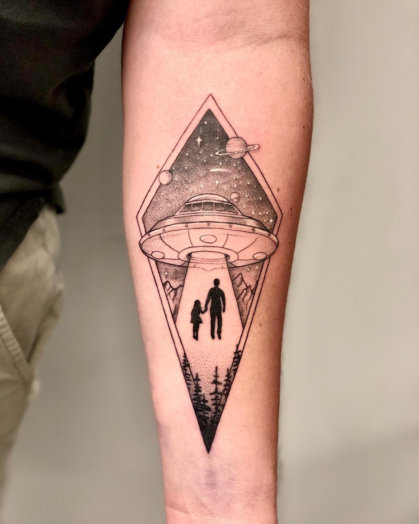 UFO Father and Daughter Tattoo Tattoo Design
