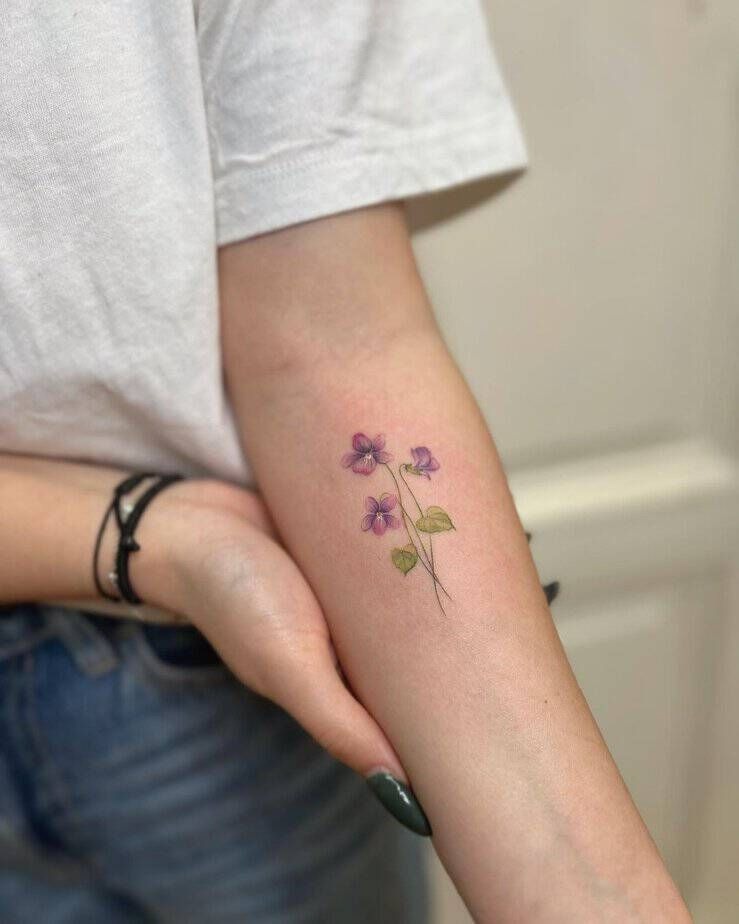 Bold Black and White Violet Sleeve Tattoo Design