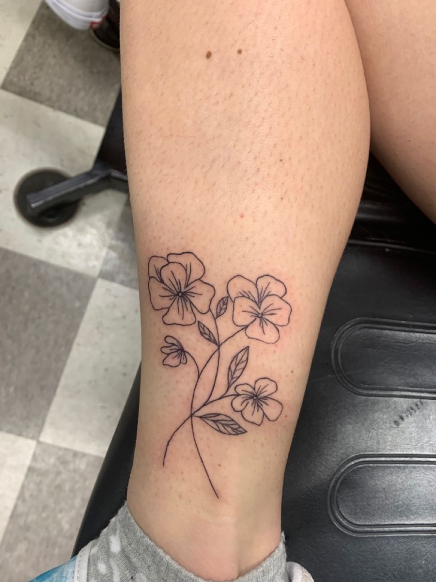 Fine Line Violet Bouquet Tattoo on Arm Tattoo Design