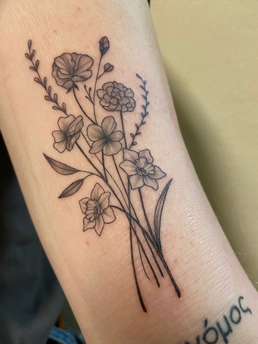 Minimalist Violet Bloom Tattoo Tattoo Design