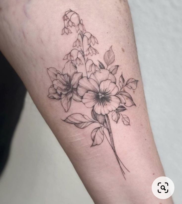 Shoulder Violet Tattoo with Flowing Leaves Tattoo Design