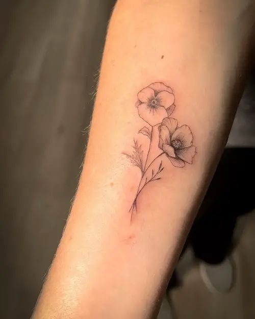 Violet Trio Tattoo with Flowing Lines Tattoo Design
