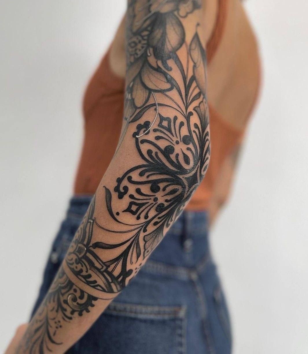 Baroque Elbow Wrap Filler Tattoo Design