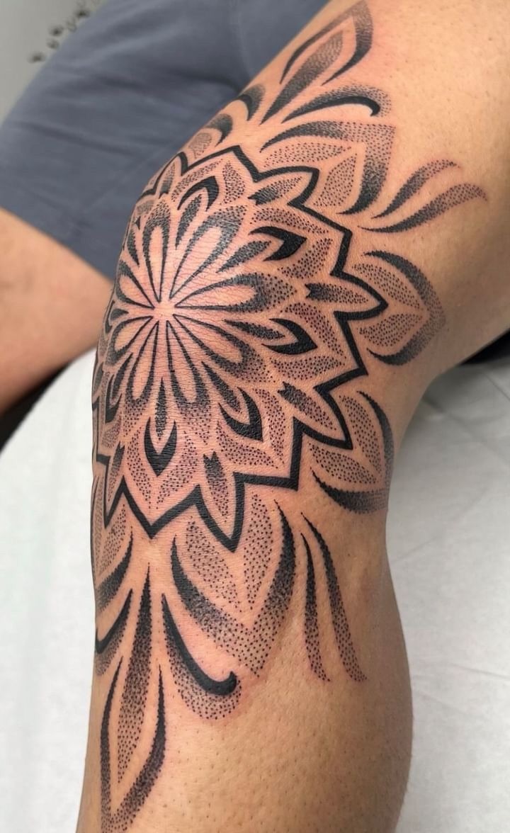 Flowing Mandala Knee Filler Tattoo Design