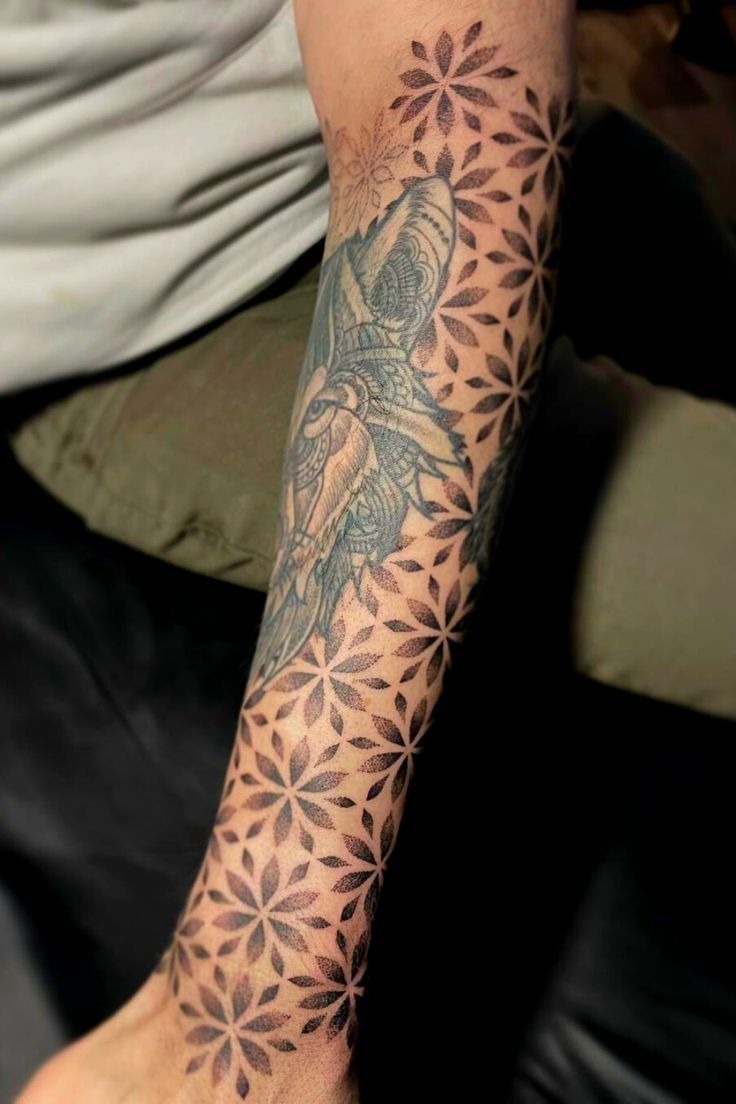 Full Forearm Geometric Space Filler Tattoo Design