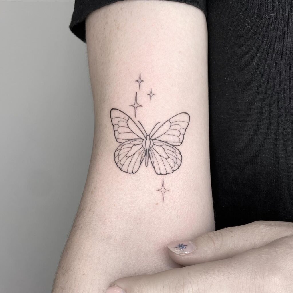 Butterfly with Sparkling Stars Tattoo Tattoo Design