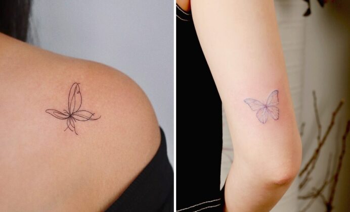 45+ Delicate Fine Line Butterfly Tattoo Ideas & Inspiration
