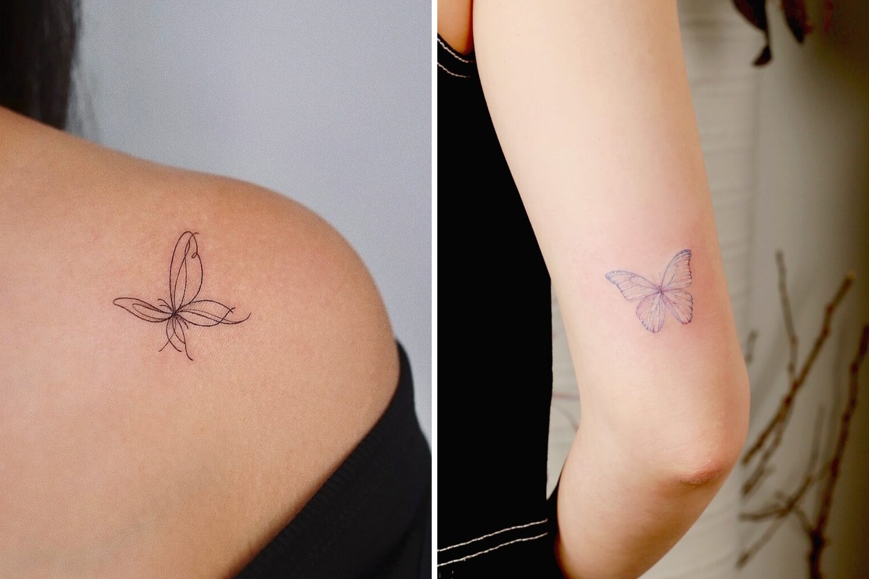 45+ Delicate Fine Line Butterfly Tattoo Ideas & Inspiration Featured Lookbook Collage