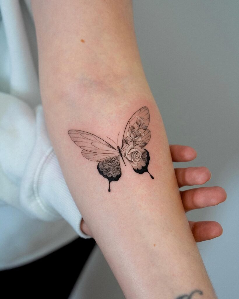 Floral Butterfly Forearm Tattoo Tattoo Design