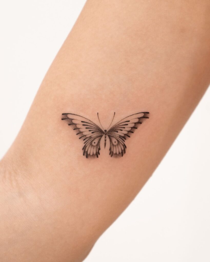 Minimal Fine Line Butterfly Tattoo Tattoo Design