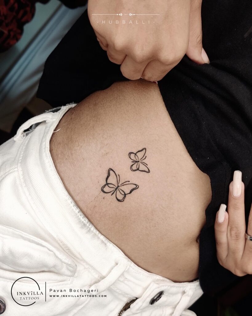 Minimalist Twin Butterflies Tattoo Tattoo Design