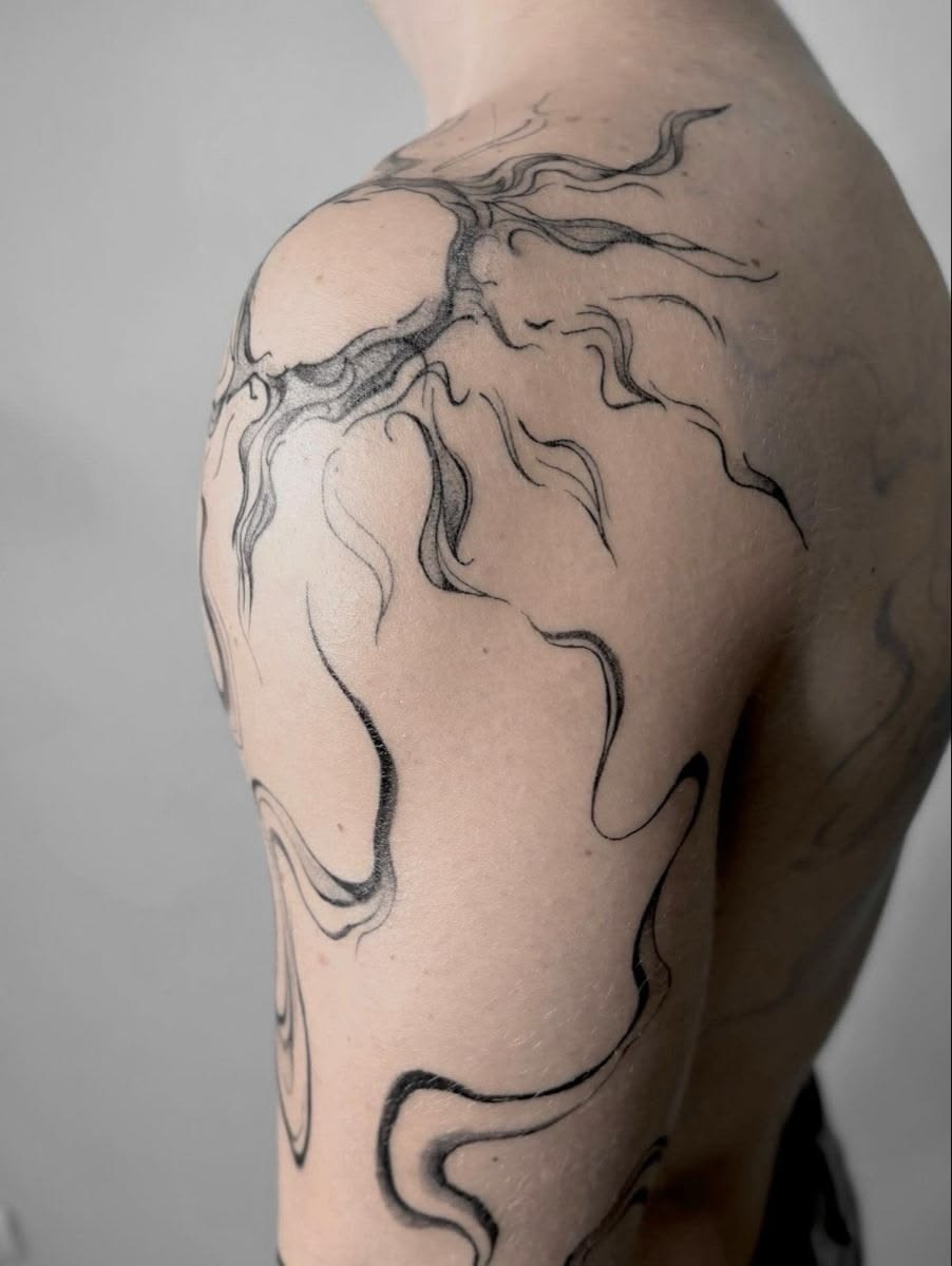 Abstract Shoulder Linework Tattoo Tattoo Design