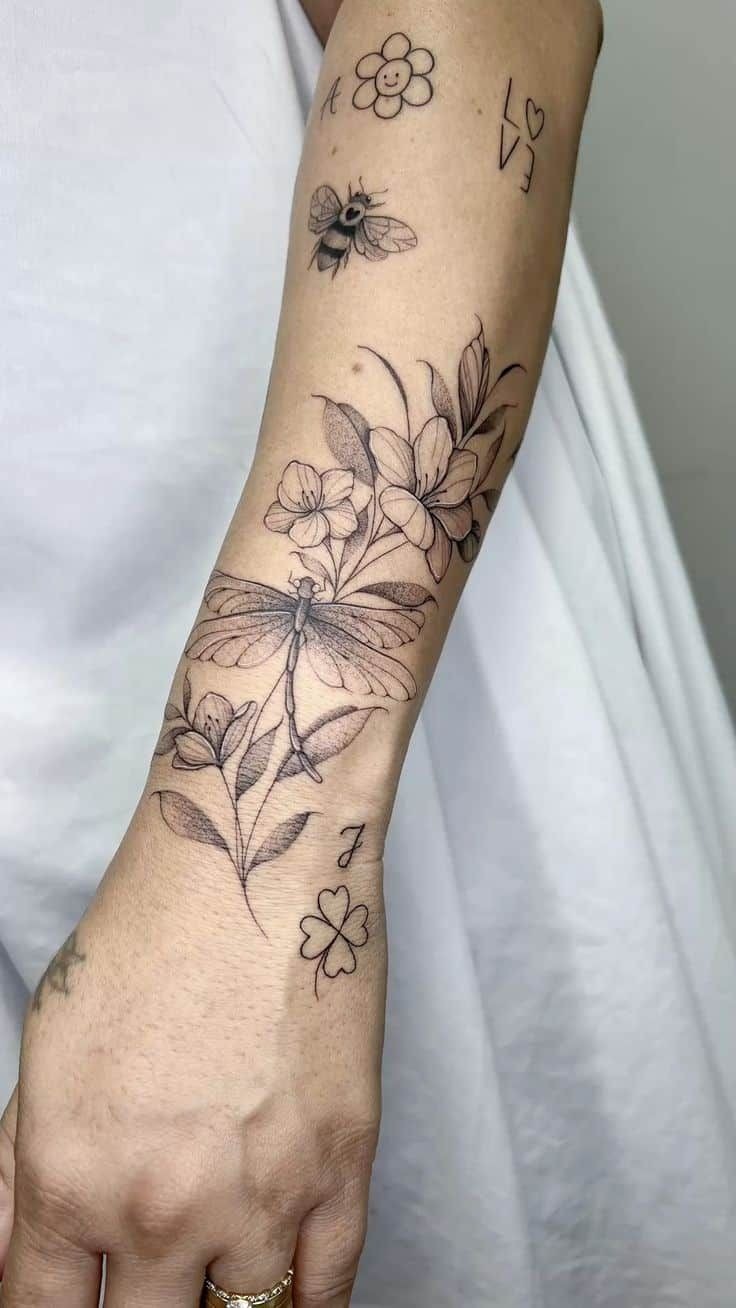 Colorful Sun Face Fine Line Tattoo Tattoo Design