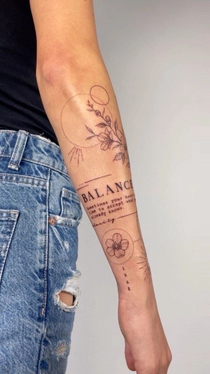 Storybook Fine Line Arm Sleeve Tattoo Design