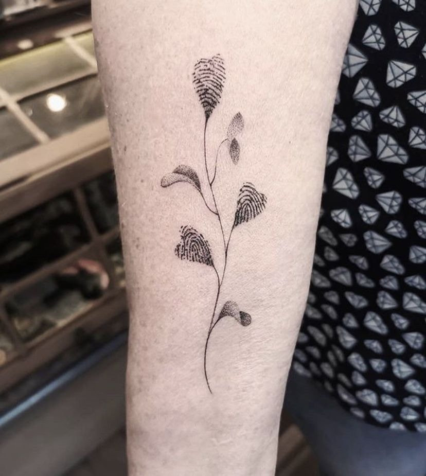 Fingerprint Wildflower Stem Tattoo Tattoo Design