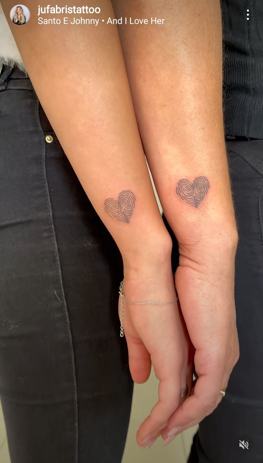 Matching Best Friend Fingerprint Hearts Tattoo Design