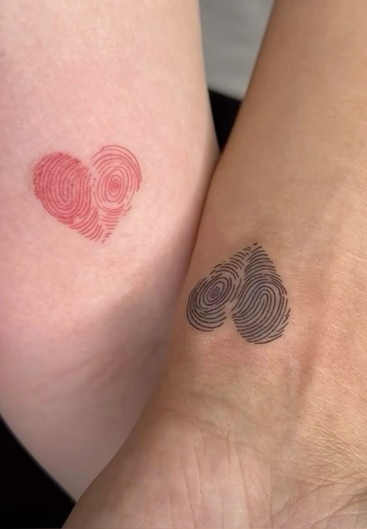 Matching Couple Fingerprint Heart Tattoos Tattoo Design
