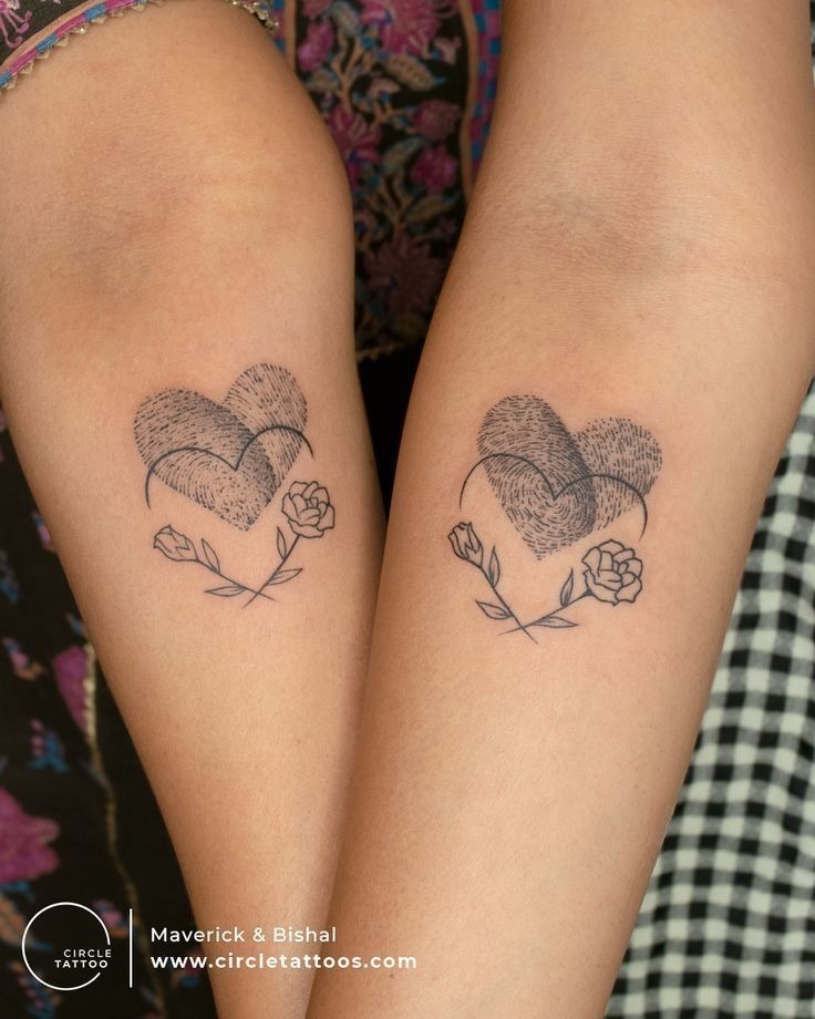 Matching Rose Fingerprint Heart Tattoos Tattoo Design