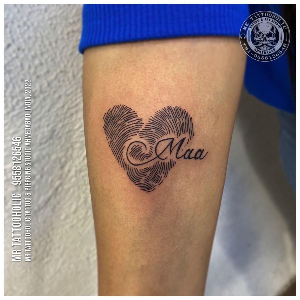 Name Across Fingerprint Heart Tattoo Tattoo Design