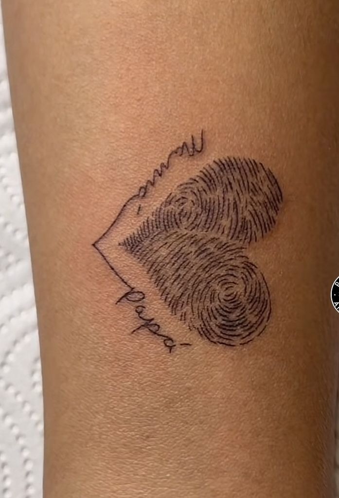Scripted Heart Fingerprint Tattoo Tattoo Design