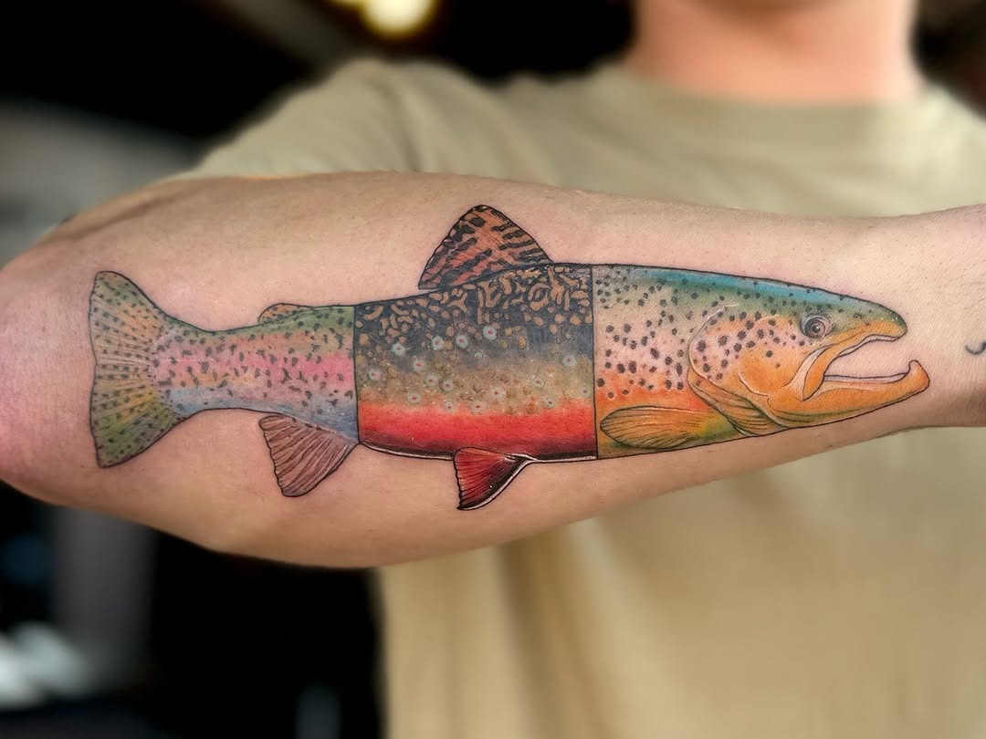 Stunning Colorful Trout Fishing Tattoo Design Tattoo Design