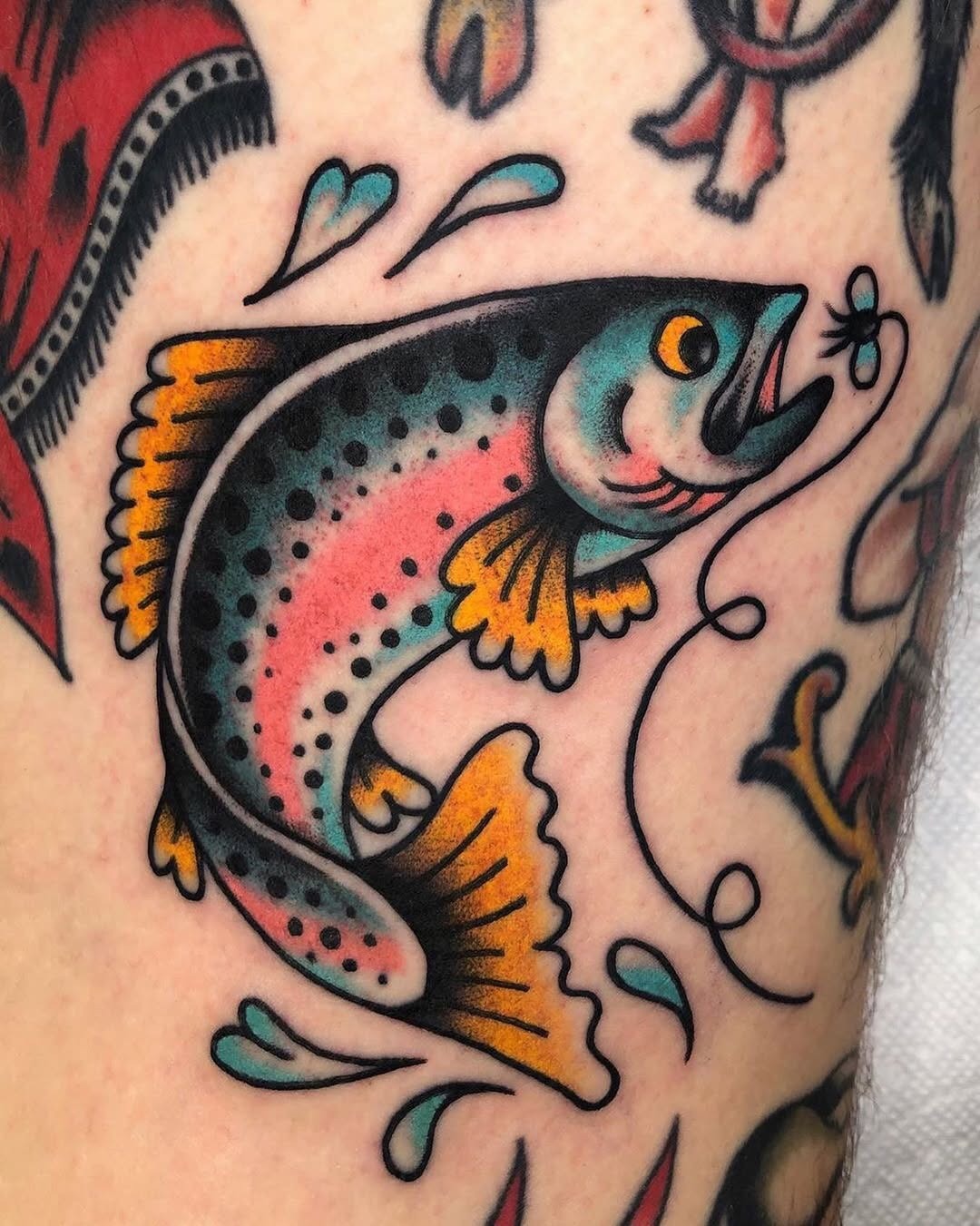 Vibrant Fish Design for Fishing Enthusiasts Tattoo Design