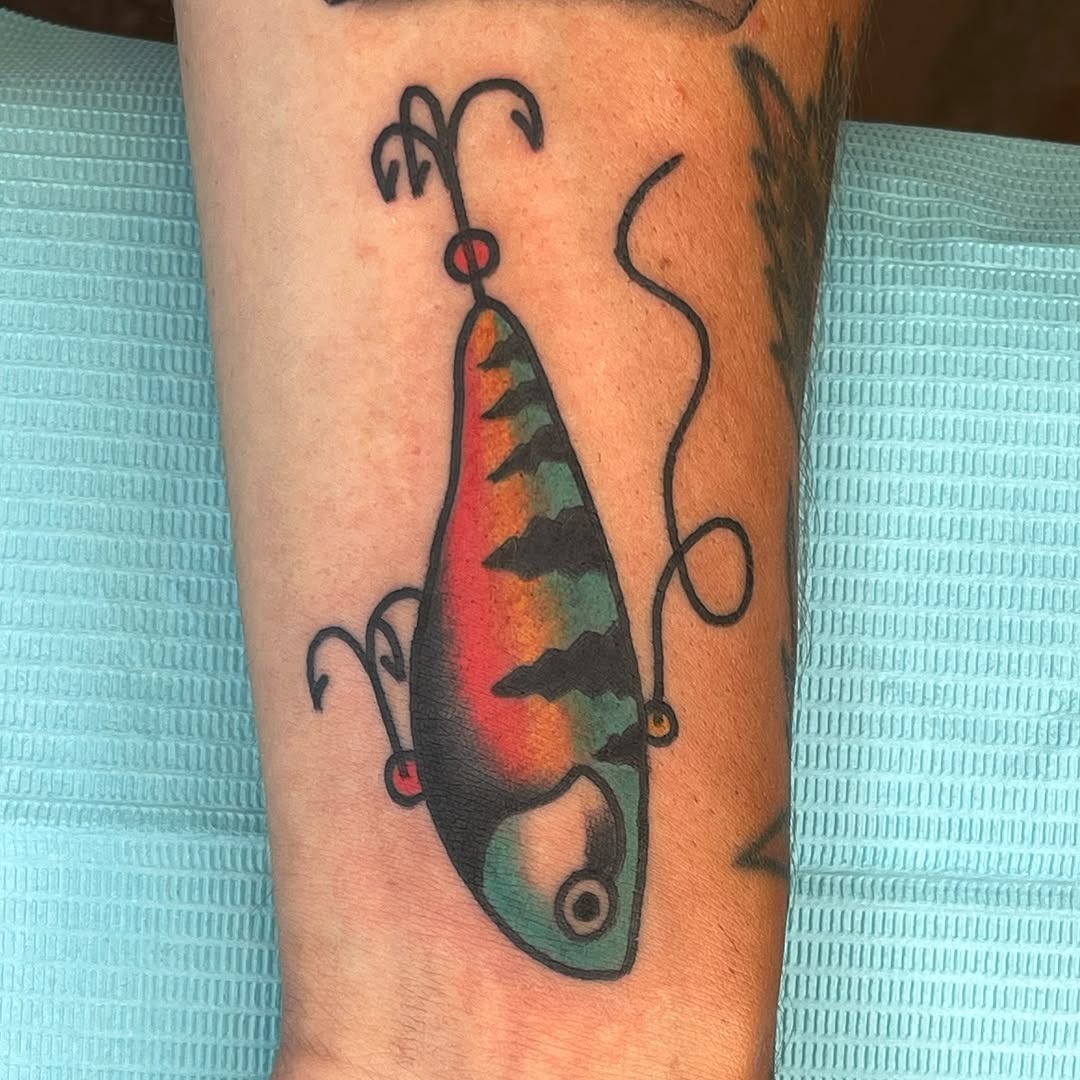 Vibrant lure tattoo for fishing enthusiasts Tattoo Design