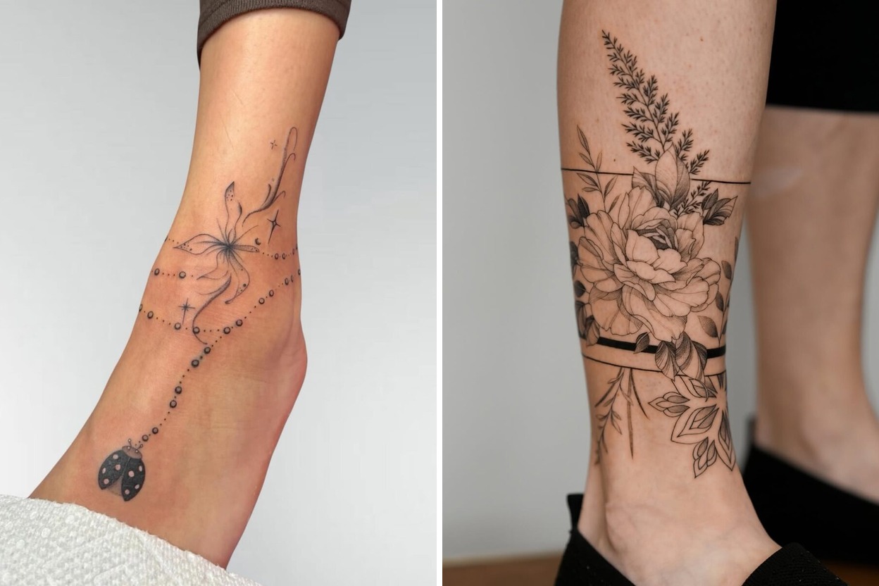 41+ Delicate Flower Ankle Tattoo Ideas That Stand Out with Effortless Elegance Featured Lookbook Collage