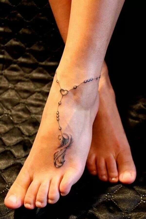 Anklet Foot Tattoo on Woman’s Foot Tattoo Design