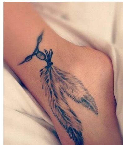 Cool feather foot tattoo Tattoo Design