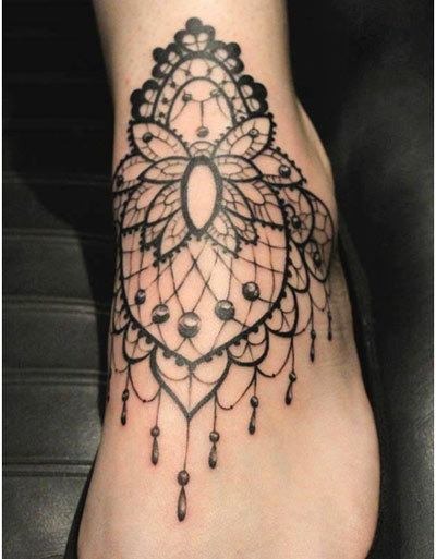 Dream Catcher Inspired Foot Tattoo Tattoo Design